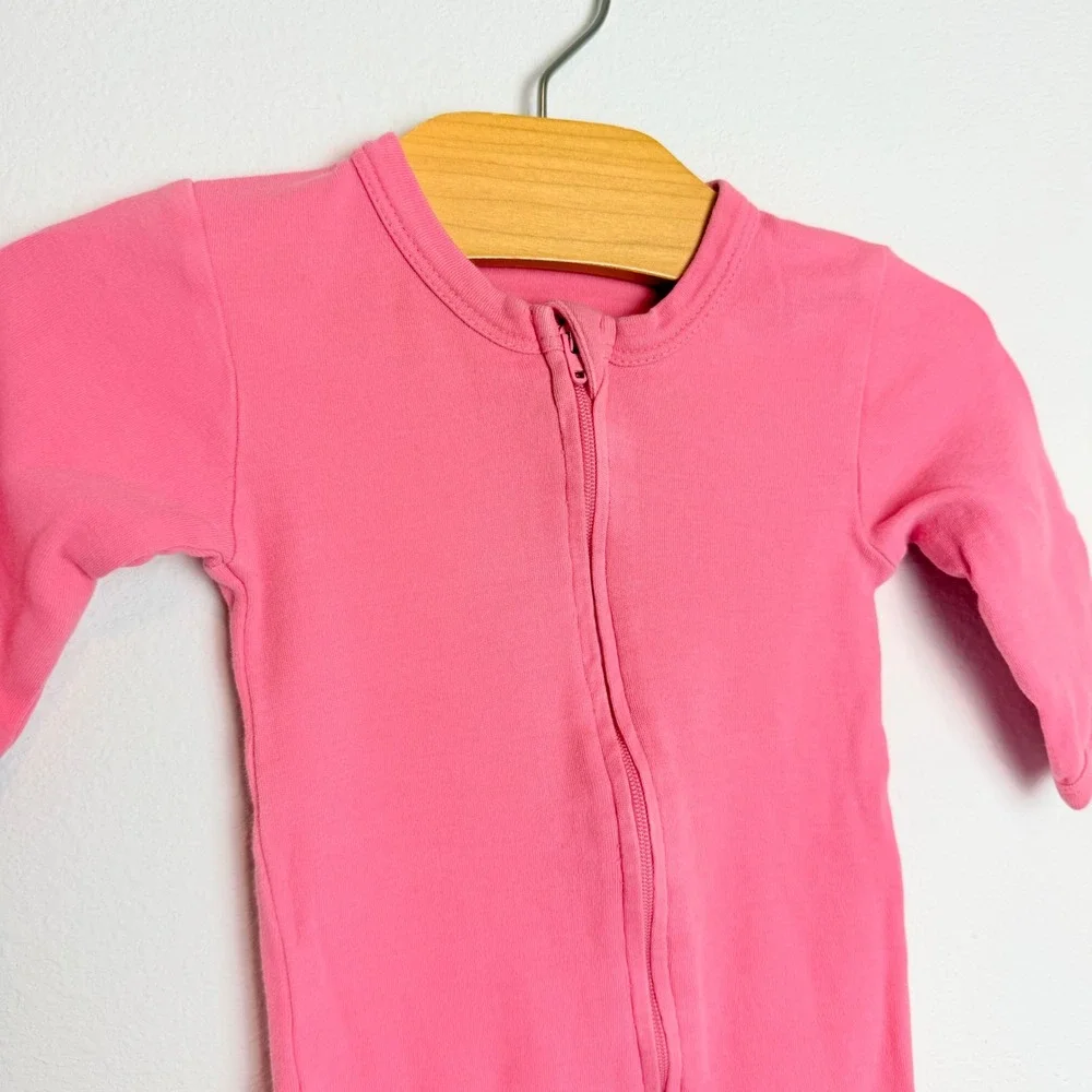 Kate Quinn Pink Organic Cotton Zipper Footie Sleeper 3-6M